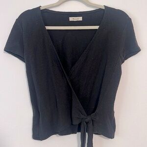 Black cotton wrap Madewell top